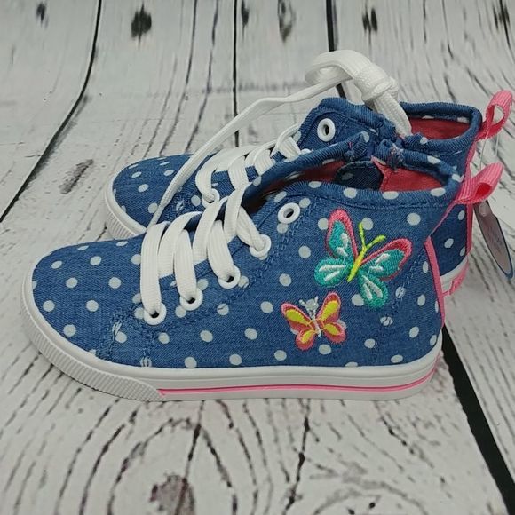 Carters Denim Blue Butterfly High‎ Top Sneakers - Picture 4 of 7